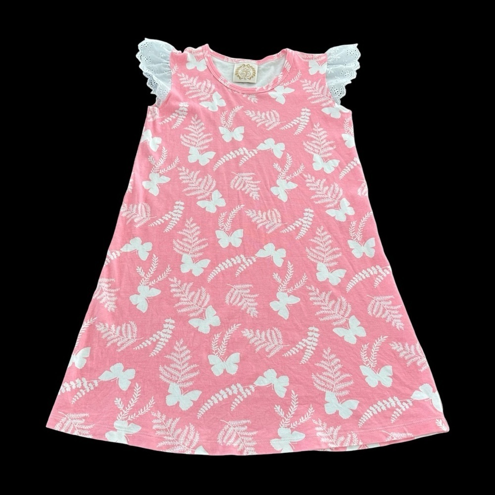 The Beaufort Bonnet Company Girls 10 Pink Polly Play Dress Eyelet Lace Sleeves